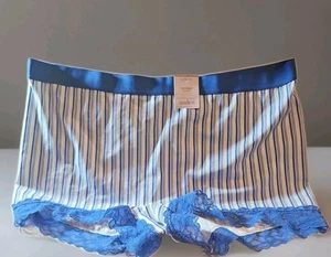 NEW auden Womens Underwear Size L (12/14) Blue Lace & Stripe Boy Shorts Intimate - Picture 1 of 7