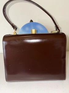 Vintage braun FBM Italy Fabbrica Borse Maranzana schwarz Leder Handtasche - Bild 1 von 11