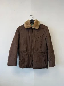 Vintage Boyville Jacket Small Quilted Brown Faux Fur Collar Sears 60s Coat - Picture 1 of 6