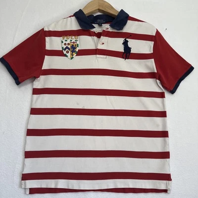 Camisa Polo Ralph Lauren Niños XL Big Pony Rojo Blanco Rayas Cresta 100% Algodón Foto 1 de 4