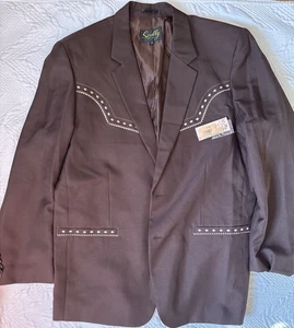 Scully Men’s Brown Diamond Yoke Blazer Sz 46 - Picture 1 of 7