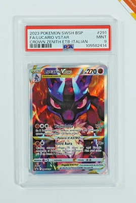 Pokemon PSA 9 Lucario Vstar #291 Full Art Crown Zenith ETB Promo 2023 Italiano - Immagine 1 di 3
