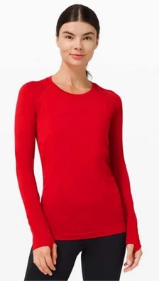 NUEVO CON ETIQUETAS LULULEMON Swiftly Tech Top Manga Larga 2.0 ~TALLA 20 LW3DFKS DKRD/DKRD Foto 1 de 4