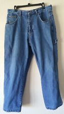 Moose Creek Men Flannel Lined Size 38x30 Blue Jeans Carpenter Pants Hammer Loop