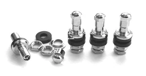 FLUSH MOUNT METAL/CHROME TIRE VALVE STEMS HIGH PRESSURE BOLT IN 4 PIECES 502 - Picture 1 of 3