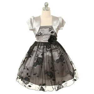 SILVER Size 8 Flower Girl Dress Graduation Birthday Formal Bridesmaid Recital - Picture 1 of 4