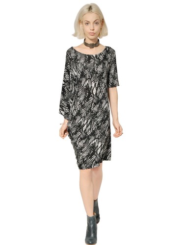 MAISON MARGIELA ABITO ASIMMETRICO DRAPPEGGIATO NUOVO CON ETICHETTE MM6 MAISON MARTIN MARGIELA NERO BIANCO JERSEY ELASTICIZZATO