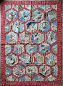 71x51 Vintage Hand Quilted Primitive Feedsack Patchwork Lightweight Cotton Quilt - Picture 1 of 23