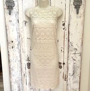 Max Studio Size Small Woman's Ivory Lace Sleeveless Career Party Dress - Picture 1 of 4