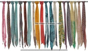 10 Vintage Silk recycle Sari Sashes Head Wrap Neck Tie lot Wholesale Indian Art - Picture 1 of 5
