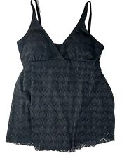 MEET CURVE - Black Ruched Fashion V-neck Swimsuit - Sz LARGE