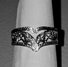 STERLING SILVER Vintage Diamond Cut Filigree Ring, Signed 