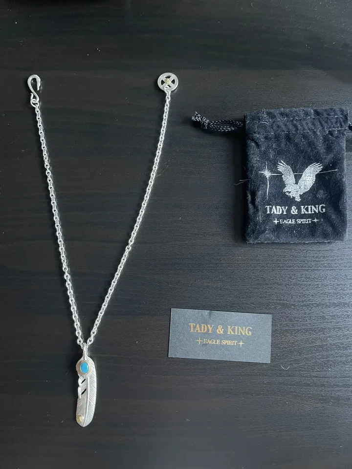 Tady & King Heart SV Feather Gold Rope Turquoise with Eagle Hook Foto 1 de 3
