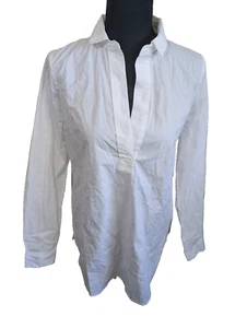 J. Crew Tunika Top weiß Popover Hi-Lo Kragen Beachy Büro Oversize XS - Bild 1 von 11