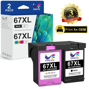 67XL Printer Ink Cartridges for HP Deskjet 2700 2755 4100 4155 Envy 6000 6452 - Picture 1 of 9