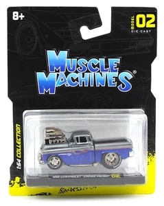 2021 Maisto 1:64 *MUSCLE MACHINES #02* Grey & Blue 1955 Chevy Cameo Pickup NIP! - Picture 1 of 1