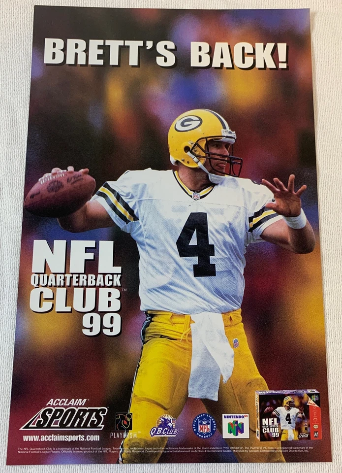 Реклама видеоигры NFL Quarterback Club 99 ~ BRETT FAVRE - Изображение 1 из 1