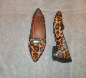 Brighton Eve Leopard Calf Hair Loafers Size 9 Slip On Shoes Flats Charm Point - Picture 1 of 12