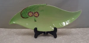 Vintage 1930's Carlton Ware ceramic leaf shaped dish Primula pattern Australia - Picture 1 of 12
