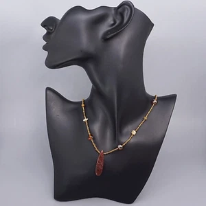 collana collanina ciondolo pietra diaspro boho hippie regalo amica bigiotteria - Foto 1 di 8