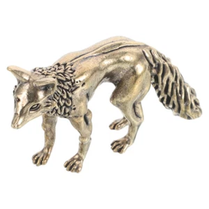 Brass Little Fox Ornaments Office Antique Decor Animal Figurines - Picture 1 of 12