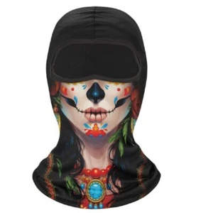 Balaclava Face Mask Helmet Liner Sugar Skull Calavera Day of Dead Biker Cycle - Picture 1 of 3