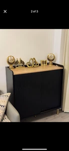 Georgi Ribbed Black Sideboard- with sliding doors - Picture 1 of 3