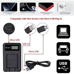 High Capacity Smart Screen USB Battery Charger for Sony NP-F530 NP-F970 NP-F550 - Picture 1 of 5