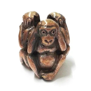 Cuchillo Bead Copper Monkey Hear No Evil See Speak juguete de joyería cordón paracord - Imagen 1 de 7