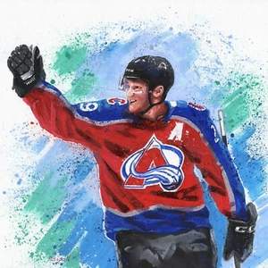 Nathan MacKinnon NHL Hockey Avalanche Original Acrylic Painting Art By Artist - Picture 1 of 5