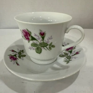 Vintage Terra Pink Fuchsia Rose Footed Tea Cup & Saucer Set~Another Day in Time! - Picture 1 of 9
