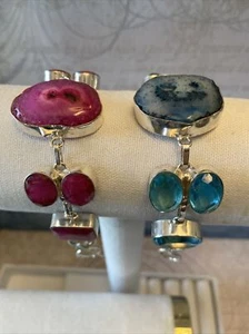 Due bracciali in argento sterling al quarzo da 7", nuovi vecchio stock - Foto 1 di 7