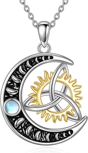 Cresent Moon Star Necklace 925 Sterling Silver Pendant Jewelry Gifts for Women - Picture 1 of 6