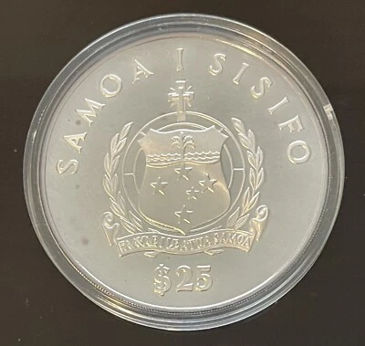 Kon-Tiki 1986 - Islas Samoa $25 5 oz. Plata Foto 1 de 4