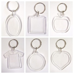 CHOOSE your DESIGN! 1-100 Blank Photo Holder Keyring Acrylic Plastic Key Ring 