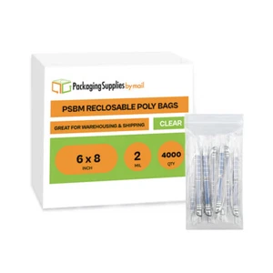 6X8 Bags Clear 2Mil 4000 Reclosable Poly Bag 6" x 8" 2 Mil Baggies Squeeze Top - Picture 1 of 7