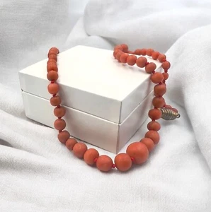 UNDYED VTG Salmon Antique Original Natural coral necklace Mediterranean Bead - Picture 1 of 16