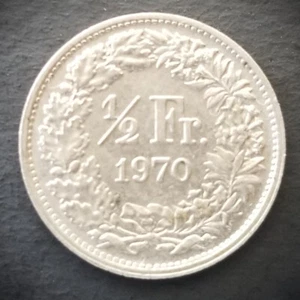 Svizzera 1970 ~ Moneta da mezzo franco e mezzo Helvetia ~ KM# 23a - Foto 1 di 2