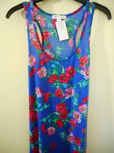 Dresses Womens Tank Dress Blue Floral Print Juniors Girls Long Dress Casual Sm - Picture 1 of 5