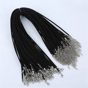10 piezas Cordón tanga plana de cuero gamuza con broche de langosta Collar colgante artesanías - Imagen 1 de 7