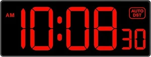 LED Wall Digital Clock Bold Numbers Seconds Seniors Visually Impaired Plug - Picture 1 of 6