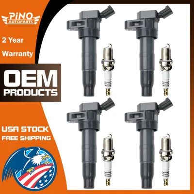 4Pcs Ignition Coils & Spark Plugs for 2011-2015 Kia Optima Sonata 2.4L L4 UF611 - Image 1 of 4