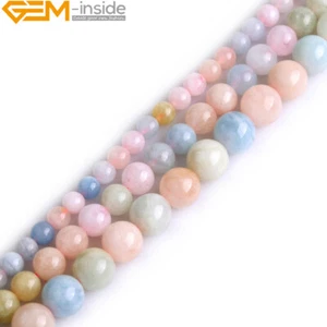 Natural Round Gemstone Multi-Color Morganite Morgan Beads Jewellery Making 15” - Picture 1 of 28