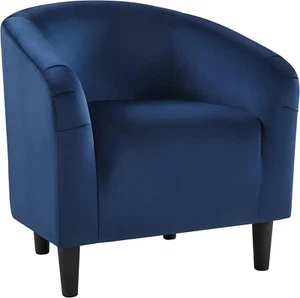 Velvet Club Chair, Modern Tufted Accent Chair with Armrest, Upholstered Barrel C - Picture 1 of 9