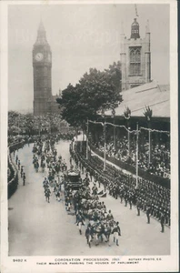 1911 King George V Coronation Procession Houses of Parliament real photo - Picture 1 of 3