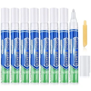 8 Pack Grount Wall Pen Tile Paint Marker Grout Repair Sealer Pen for Bathroom - Picture 1 of 7