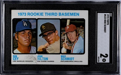 1973 TOPPS #615 MIKE SCHMIDT RON CEY ROOKIE CARD  SGC 2 GOOD - Image 1 of 3