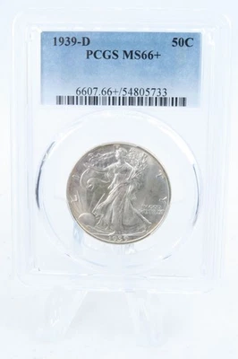 1939-D PCGS MS66+ Walking Liberty Half Dollar Business Strike 50C - Image 1 of 2