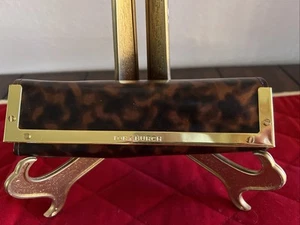 Tory Burch custodia vetro occhiali da sole leopardata guscio tartaruga chiusura magnetica - Foto 1 di 5