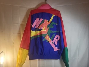 Vintage 90s Nike Air Jordan Windbreaker Jacket - Blue Multi-Color - Men's Large - Picture 1 of 11